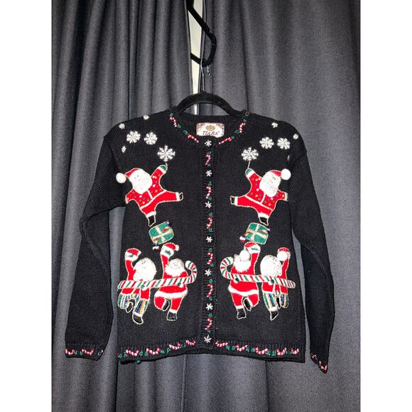 Ugly Christmas Sweater Vintage Xmas Cardigan Size Small Petite - Picture 1 of 3